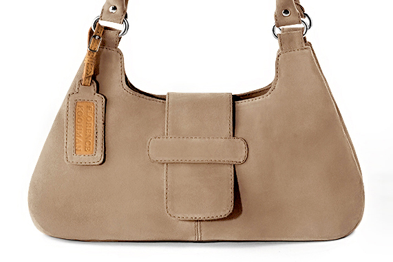 Dress handbag in tan beige leather - Profile view